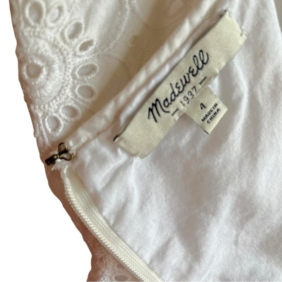 Madewell White Eyelet Cotton Mini Dress Size 4 - Picture 12 of 13